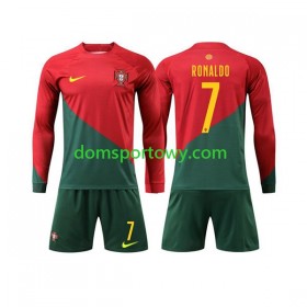 Koszulka Portugalia Ronaldo 7 Dziecięcy Domowe Koszulki Piłkarskie World Cup 2022 Długi Rękaw